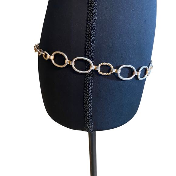 Vintage Studio NY Silver Chain Link Belt Oval Statement Adjustable Y2K Korea - Picture 3 of 8